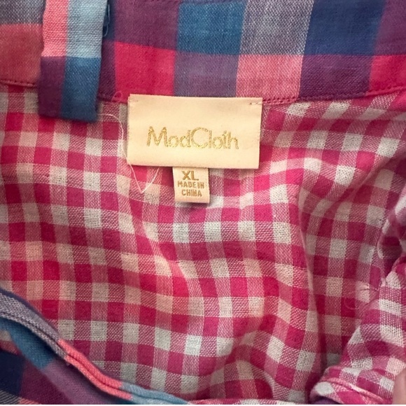 ModCloth Reversible Blue and Pink Gingham Wrap Skirt - Picture 5 of 5
